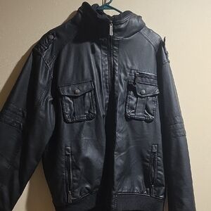 Brave Soul Men's Black Leather Jacket